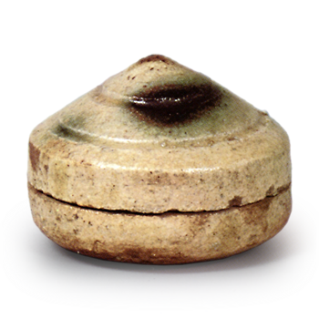 Yellow Seto incense caddy in nebuto shape