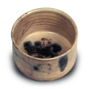 Yellow Seto tea bowl with plum blossom design