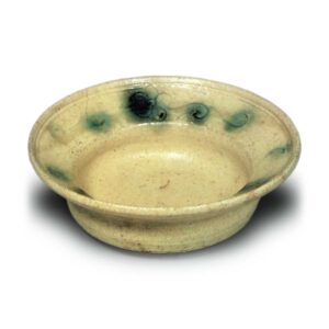 Yellow Seto bowl with plum scroll design