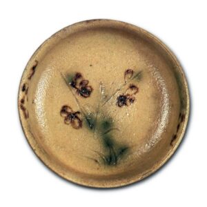 Yellow Seto bowl with plum-tree design