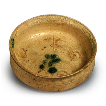 Yellow Seto bowl with plum-tree design