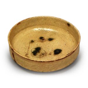 Yellow Seto bowl with plum-tree design