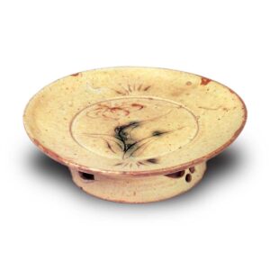 Yellow Seto footed bowl with iris design