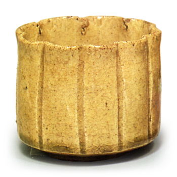 Yellow Seto lobed wine cups