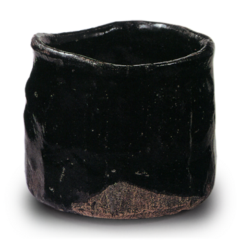 Seto-guro (Seto Black, pottery covered with black glaze) tea bowl, known as "Oharagi"