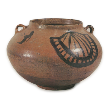 Jar with design of plovers and katawa-guruma (wheels in stream), E-garatsu type