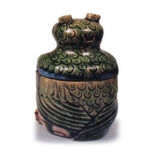 Oribe incense burner in shape of horned owl