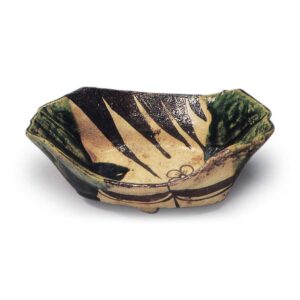 Oribe five mukozuke bowls in shape of boat