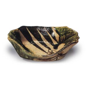 Oribe five mukozuke bowls in shape of boat