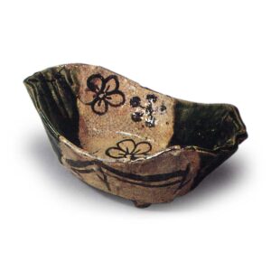 Oribe five mukozuke bowls in shape of boat