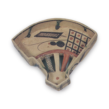 Oribe five mukozuke bowls in shape of fan