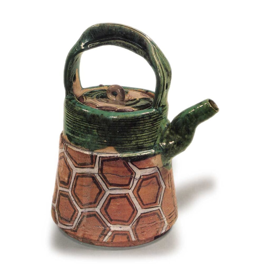 Oribe water ewer with linked tortoise-shell design – Ceramics Story