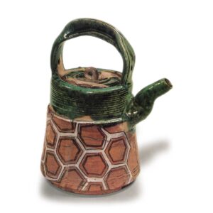 Oribe water ewer with linked tortoise-shell design