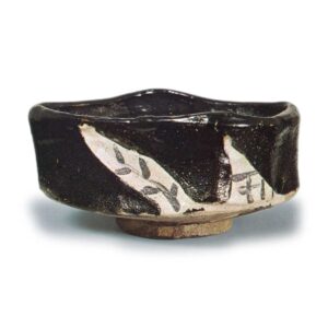 Black Oribe "shoe"-shaped tea bowl