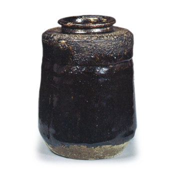 Oribe black tea caddy of katatsuki (angular shoulder)