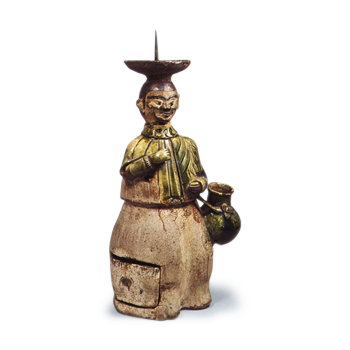 Oribe candle stand in shape of European figure