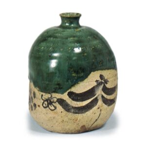 Oribe furidashi pot with plum blossom design