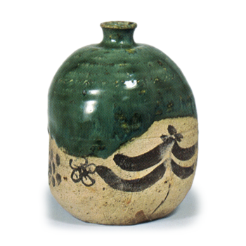 Oribe furidashi pot with plum blossom design