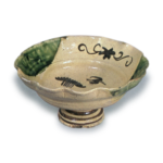 Oribe mukōzuke bowl on tall foot