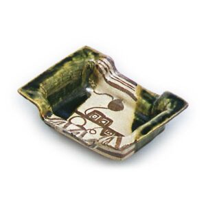 Oribe five mukozuke bowls of indented sides