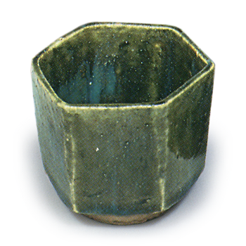 Oribe five hexagonal choku (wine cup)