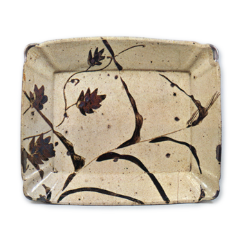 Oribe rectangular dish with miscanthus design