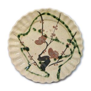 Oribe dish with plum-tree design