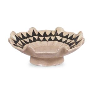 Oribe tall foot bowl with saw-tooth design