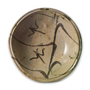 Oribe large bowl with reed and ephemera design
