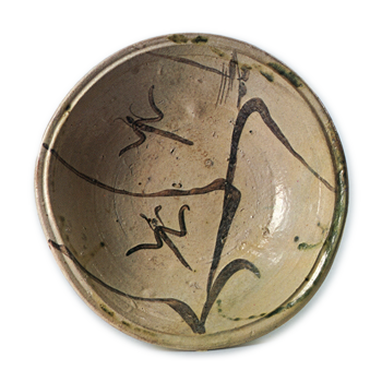 Oribe large bowl with reed and ephemera design