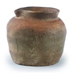 Bizen ware: beaked jar with incised ornament.