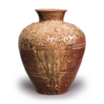 Tamba ware: jar with three grooves.