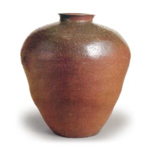 Tamba ware: large jar with paulownia spray design.