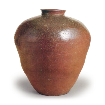 Tamba ware: large jar with paulownia spray design.