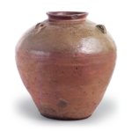 Tamba ware: three-handled jar with tree design.