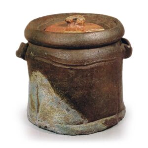 Bizen notch･shaped water jar with two handles、 known as "Gansho"