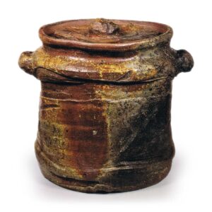 Bizen notch･shaped water jar with two handles