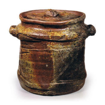 Bizen notch･shaped water jar with two handles