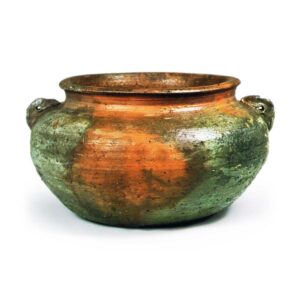 Bizen Shallow water jar with two handles