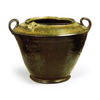 Bizen Water iar with two loop handles. known as "Konoha-zaru"