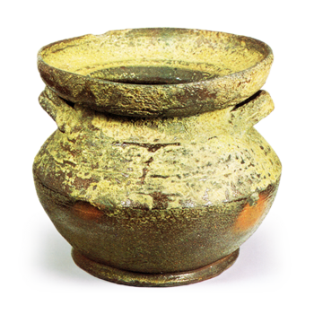 Bizen Water jar of fukuro (pouch) shape with two handles