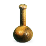 Bizen Flower vase with bulb above cylindrical tall neck