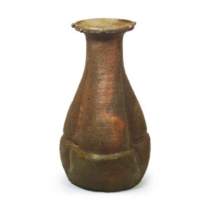 Bizen Bottle-shaped flower vase with row of bosses