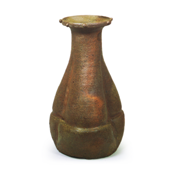 Bizen Bottle-shaped flower vase with row of bosses
