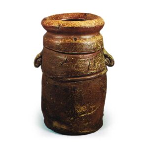 Bizen Flower vase with two drooping handles， known as "Shiba-no-to"