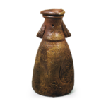 Bizen Bottle-shaped flower vase with two handles