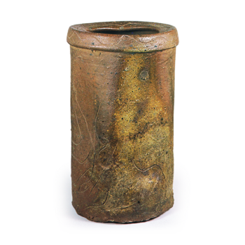 Bizen Cylindrical flower vase, known as "Yaemugura"