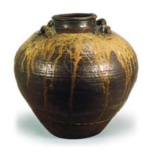 Bizen Leaf-tea jar with four handles