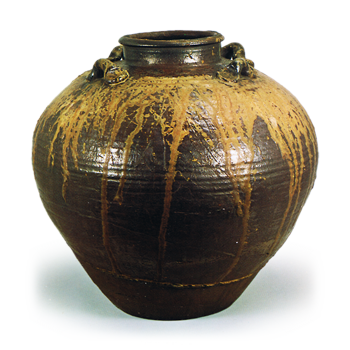 Bizen Leaf-tea jar with four handles