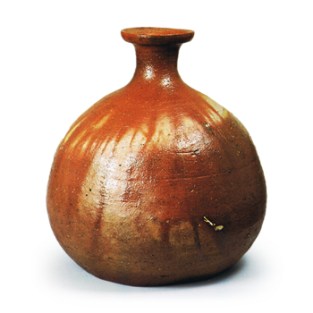 Bizen Wine bottle of funa-dokkuri shape with "fire marks"